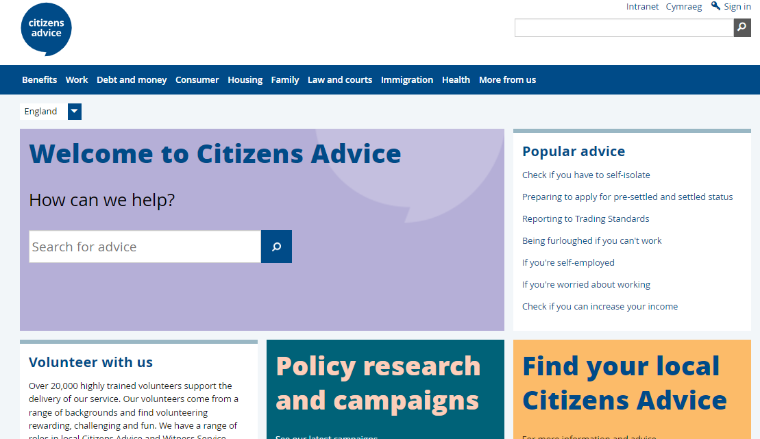 Citizens Advice Homepage