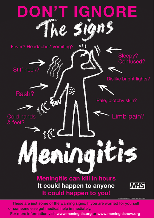Don't ignore the signs of meningitis. For more info visit www.meningitis.org