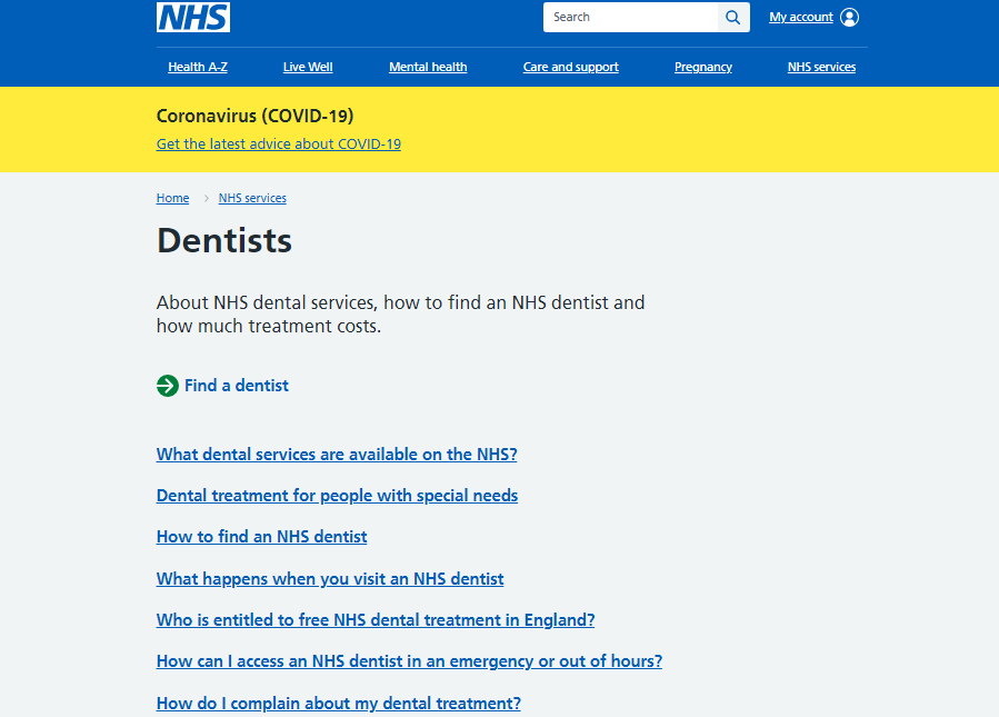 NHS Dentist Homepage