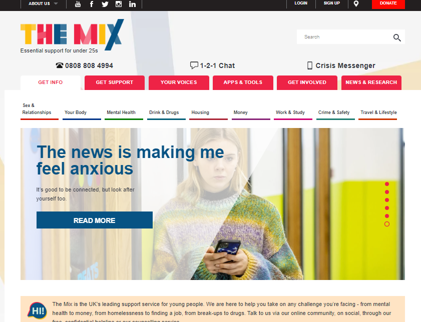 The Mix homepage